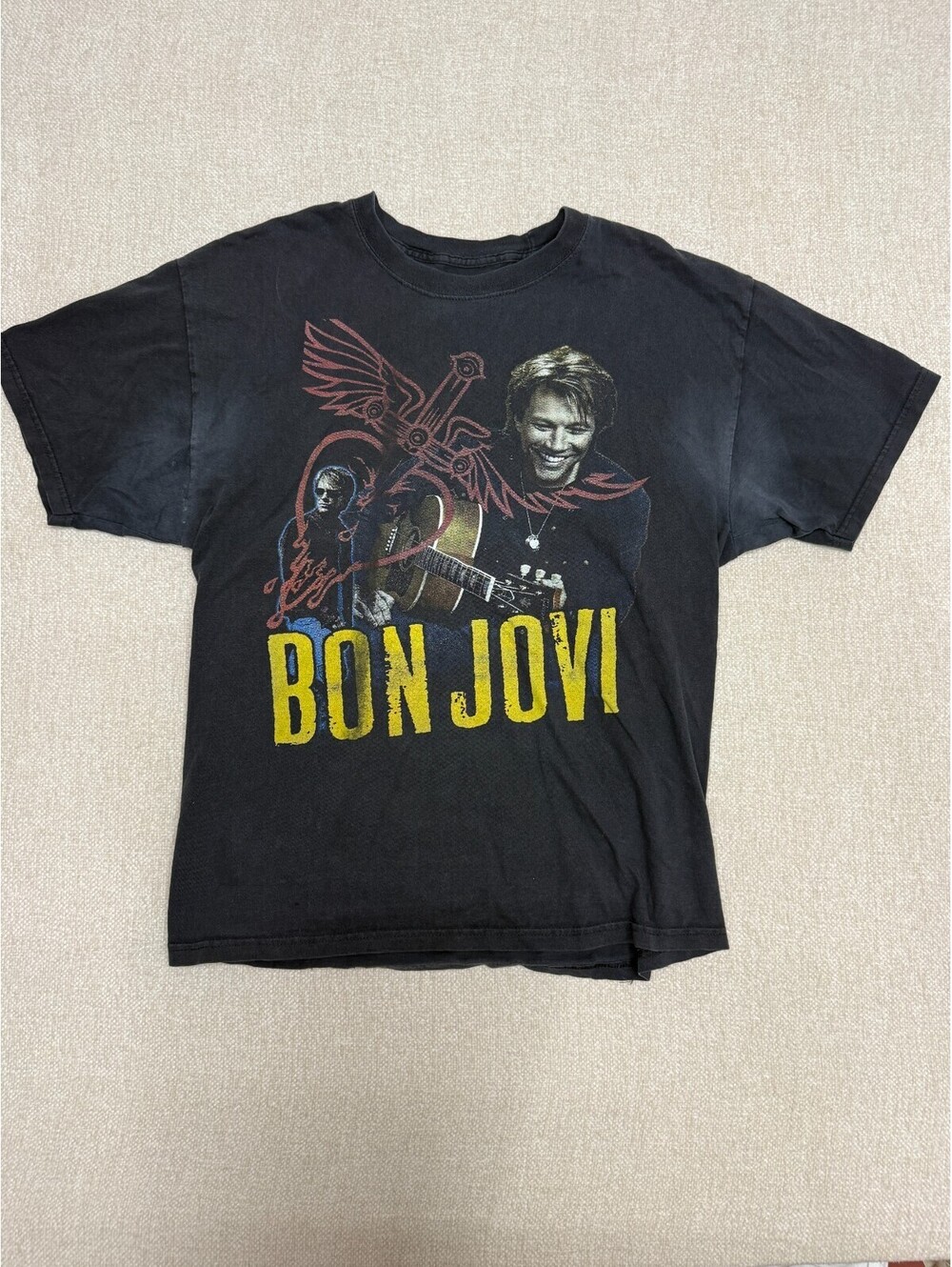 Bon Jovi Live 2011 Concert Tour Graphic T Shirt Mens Medium Black Hanes Beefy T